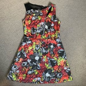Rachel Roy Floral Mesh cutout dress with pockets
